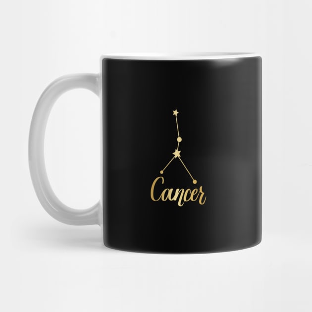 Cancer Zodiac Constellation in Gold - Black by Kelly Gigi